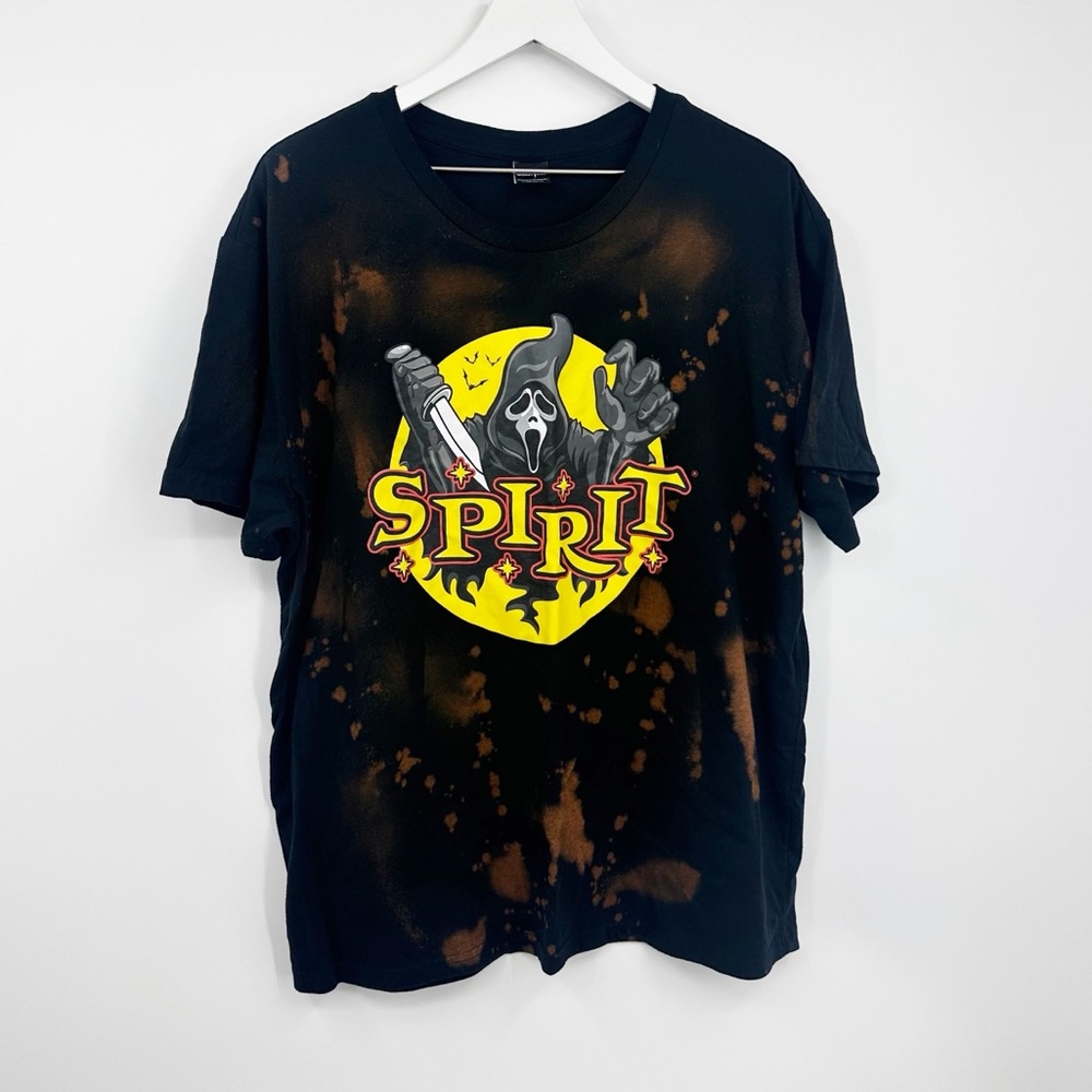 Spirit Halloween Ghost Face Custom Bleach Splatter Short Sleeve Shirt Size XL